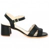 Stina - Sandale à talon H cuir noir - Nu-pieds femme grande taille - Shoesissime