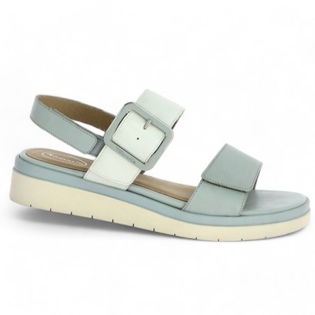 Melody - Nude-pieds blanc et bleu - Sandale Compensée 43, 44, 45 femme - Shoesissime