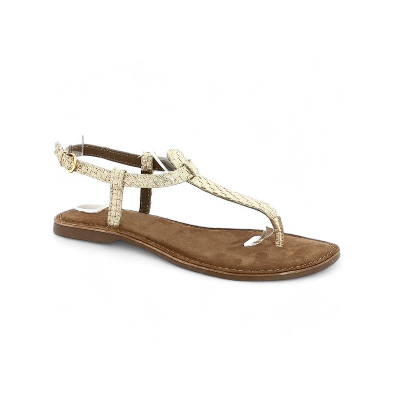 women's large size golden flip-flop, profile view