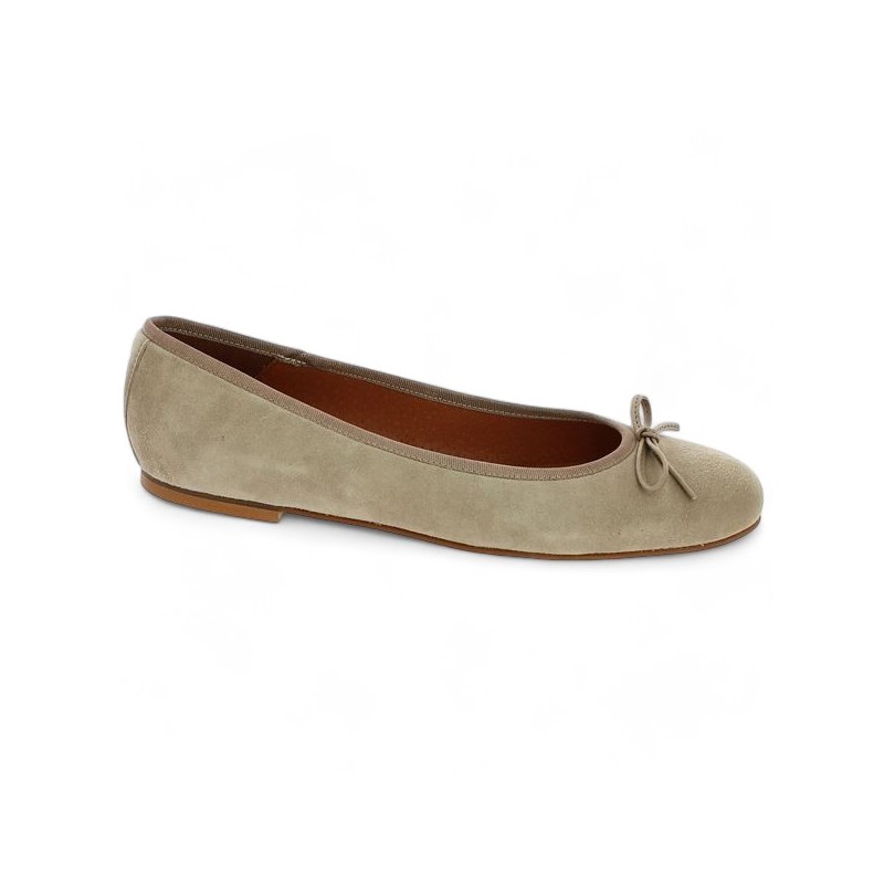 ballerines velours beige 42, 43, 44, 45, vue profil