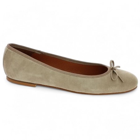 ballerines velours beige 42, 43, 44, 45, vue profil