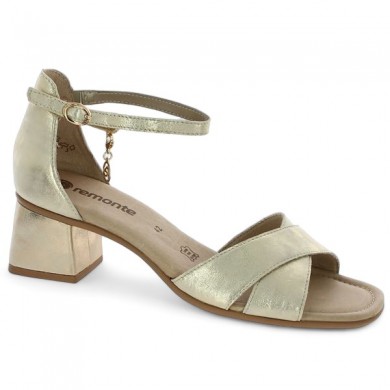 Remonte gold sandal 42, 43, 44, 45 women heel, profile view