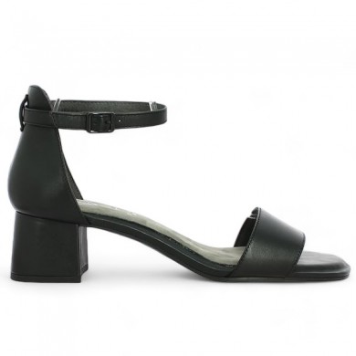 Sandale cuir noir contrefort grande taille femme Tamaris Confort, vue coté