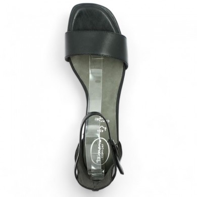 Nu-pieds cuir noir contrefort 42, 43, 44, 45 Tamaris Confort Shoesissime, vue dessus
