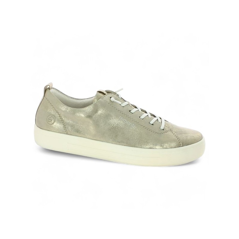 Shoesissime 42, 43, 44, 45 gold Remonte sneakers for women, profile view
