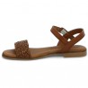 nu-pieds femme grande pointure tressée cuir camel Shoesissime, vue dessus