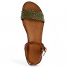 women's khaki green braided leather slippers 42, 43, 44, 45, top view