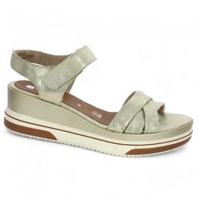 Gold wedge sandal D1P51-90 Remonte, profile view