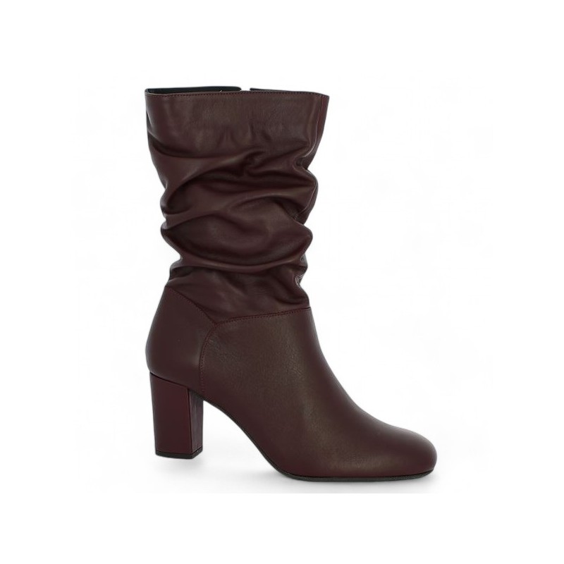 Darcy mi botte talon haut cuir bordeaux Bottes grande taille Shoesissime