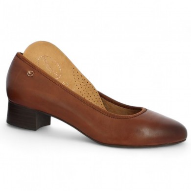 shoe small heel removable sole leather camel large size woman, view details