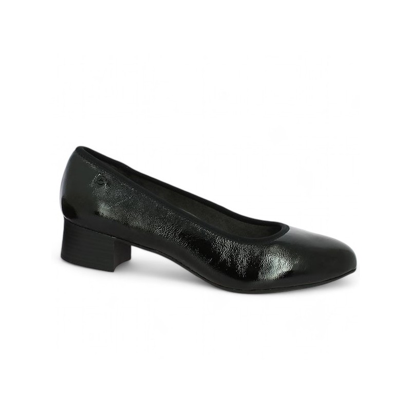 ballerine petit talon vernis noir 43, 44, 45 Tamaris Shoesissime, vue profil