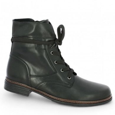 Boots à lacets cuir noir Gabor grande taille 54.674.27, vue profil