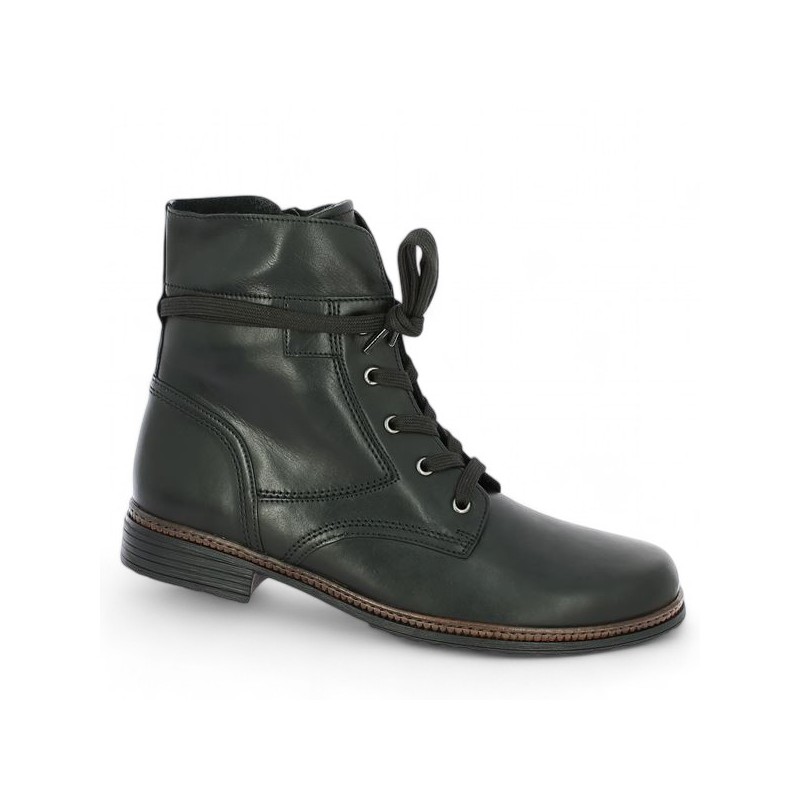 Boots à lacets cuir noir Gabor grande taille 54.674.27, vue profil