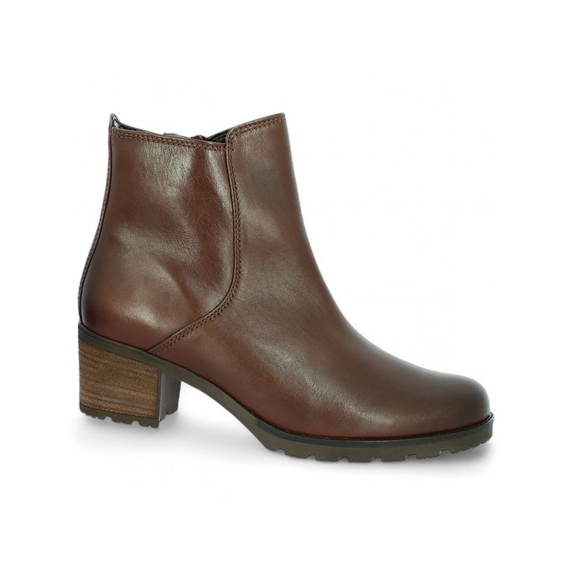 Boots cuir marron Gabor grande taille 52.800.55, vue profil