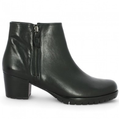 bottines talon cuir noir zip doré Gabor 8, 8.5, 9, 9.5, vue profil