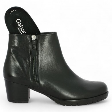 boots talon cuir noir semelle amovible zip doré Gabor 42, 42.5, 43, 44, vue détails