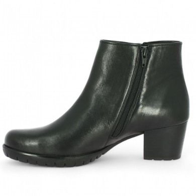 bottines femme talon cuir noir semelle amovible zip doré Gabor 42, 42.5, 43, 44 Shoesissime, vue arrière