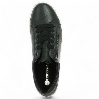 Remonte D0700-00 large women's round-toe sneakers, black, top view