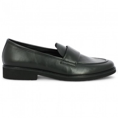 Mocassin cuir noir femme grande taille Gabor, vue coté