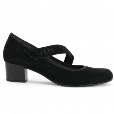 escarpin à bride grande taille femme noir Shoesissime, vue profil