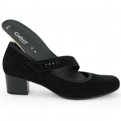 escarpin noir semelle orthopédiques à bride femme 42, 42.5, 43, 44 Shoesissime, vue détails