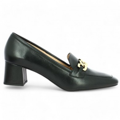 chaussure à talon cuir noir femme grande taille Shoesissime, vue coté