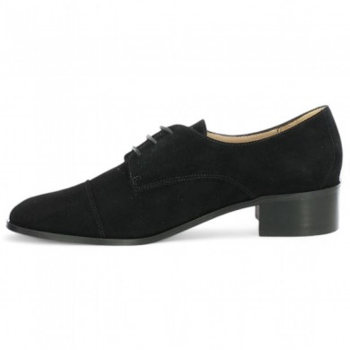 Shoesissime black velvet lace-up shoe, large size, inside view