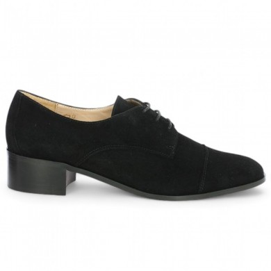 women's black velvet derbys 42, 43, 44, 45 Shoesissime, side view