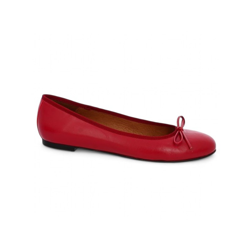 ballerine cuir rouge 42, 43, 44, 45 Shoesissime, vue profil