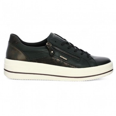 fashionable black women's sneakers D1C01-03 Remonte large size, side view