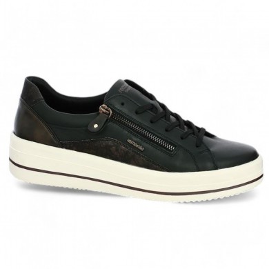 D1C01-03 Remonte women's black sneakers large size, profile view