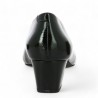 large black patent leather pump, rear view