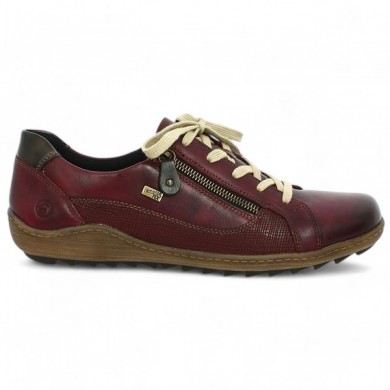 R1440-35 sneakers femme bordeaux grande taille zip Remonte Shoesissime, vue coté