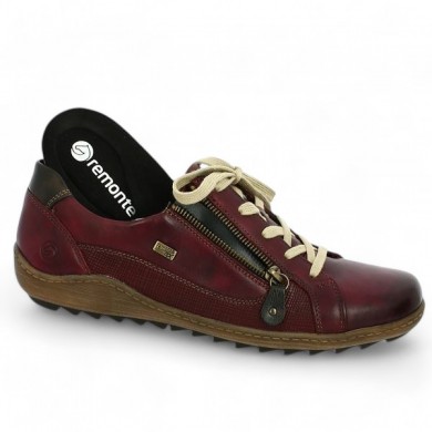 Tennis femme semelle amovible grande taille cuir bordeaux Shoesissime, vue détails