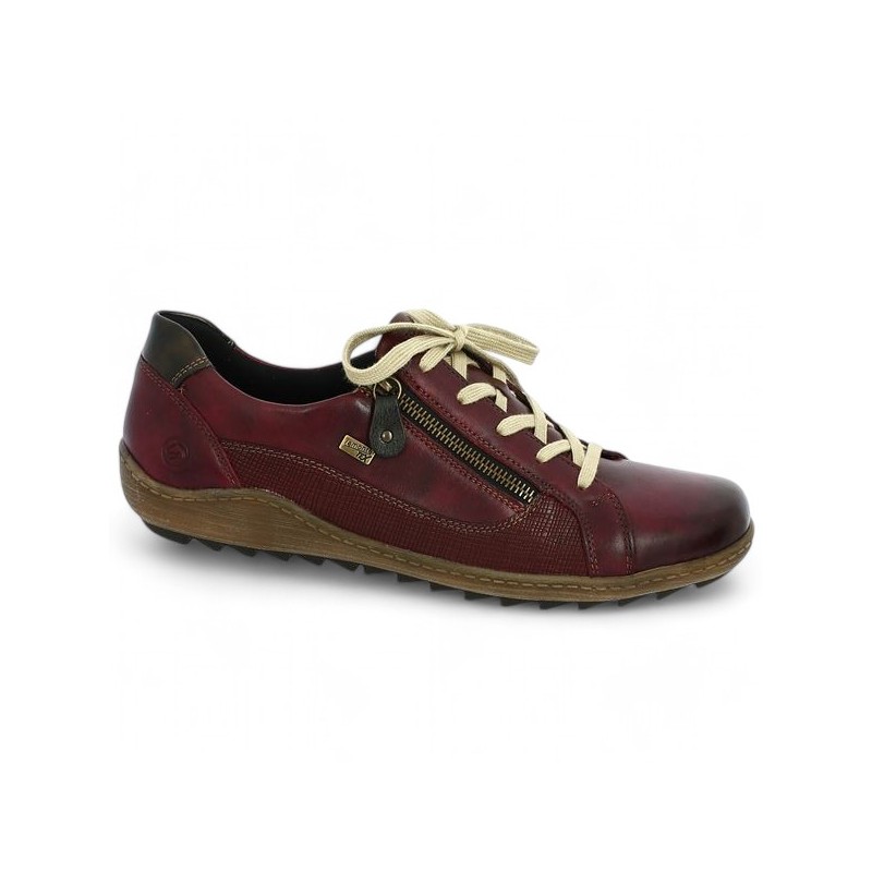 R1440-35 burgundy women's sneakers 42, 43, 44, 45 Remonte Shoesissime, profile view