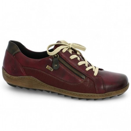 R1440-35 burgundy women's sneakers 42, 43, 44, 45 Remonte Shoesissime, profile view