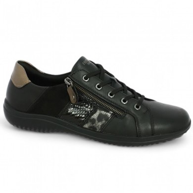 D1E00-03 sneakers Remonte women 42, 43, 44, 45 black Shoesissime, profile view