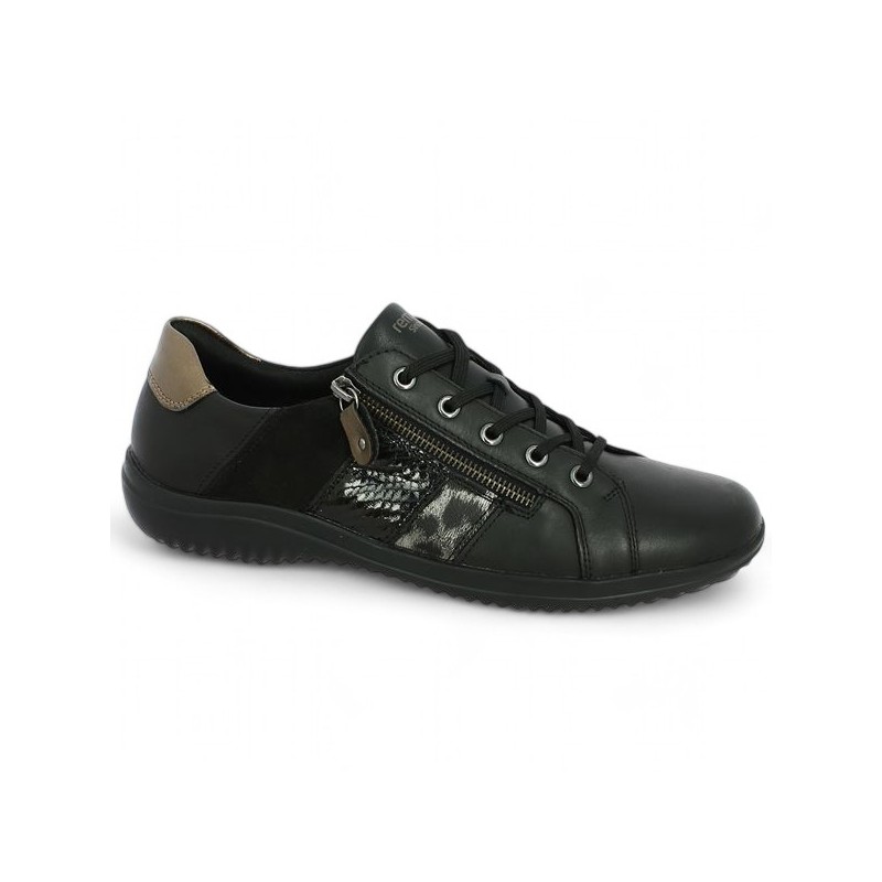 D1E00-03 sneakers Remonte women 42, 43, 44, 45 black Shoesissime, profile view