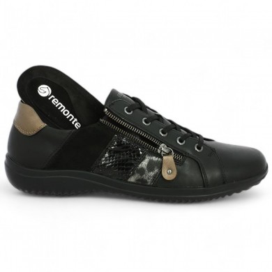 black tennis shoe with orthopedic leather sole large size D1E00-03 Shoesissime, view details