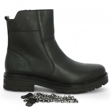 Black leather boots large size woman Remonte, view details