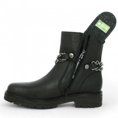 Boots black leather silver chain women 42, 43, 44, 45 Remonte, inside view