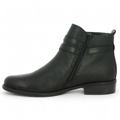 Boots plat cuir noir Remonte femme grande size Shoesissime, interior view