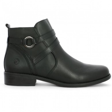 D0F77-00 Women's black flat boot large size Remonte, side view