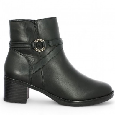 Black heeled boots large size woman Remonte D2A73-00, side view