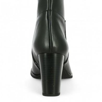 botte noire grande taille talon haut noire cuir velours, vue talon