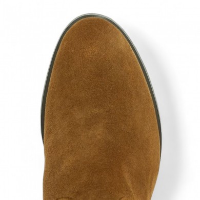 botte élégante velours camel femme 42, 43, 44, 45, vue devant