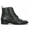 Shoesissime black leather flat lace-up boots 42, 43, 44, 45 women, side view