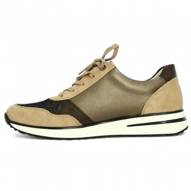 beige-brown Remonte women's sneakers removable sole, interior view