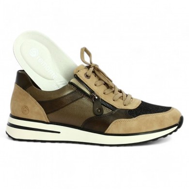 sneakers femme Remonte 42, 43, 44, 45 beige-marron semelle amovible, vue détails