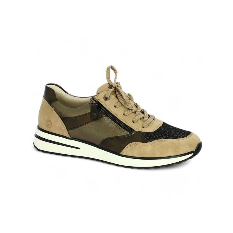 D1G08-91 sneakers Remonte beige - bronze grande taille femme, vue profil